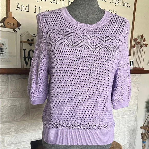 White House Black Market Lavender Knit Sweater - Picture 1 of 5